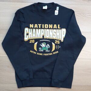 Notre Dame Fighting Irish 2025 National Championship New Small Black Sweatshirt